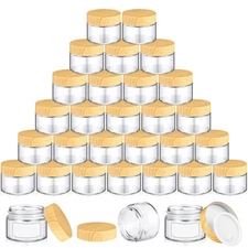 48 Pcs 50 ml Cosmetic Glass Jars with Lids 1.69 oz Small Jars with Plastic Wo...