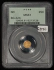 California Fractional Gold Coin BG-224 Round Liberty ND - OGH PCGS MS 61 - G5986