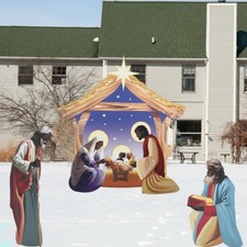 4ft Large Christmas Outdoor Nativity Scene Set Weatherproof African American ...