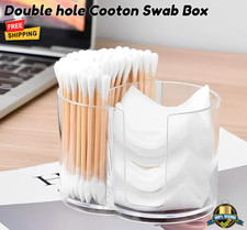 2-in-1 Acrylic Cotton Swab  Pad Storage Box Makeup Organizer Container