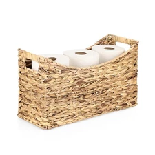 Wicker Toilet Paper Basket Water Hyacinth Toilet Paper Holder Basket with Han...