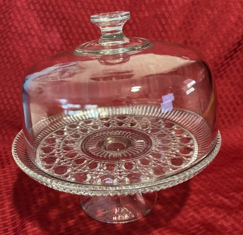 Vintage Federal Glass Windsor Pedestal Cake Plate Stand with Dome 22726-25-`13