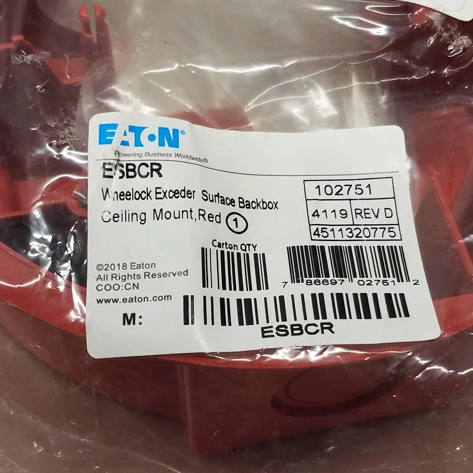 Eaton ESBCR Wheelock Exeder Surface Backbox, Ceiling Mount, Red - NEW - Image 2 of 4