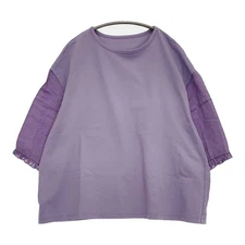 nest Robe Cotton linen docking pullover with ruffles Tops purple 5-0902S♪