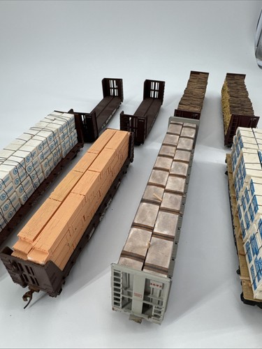 Lot of 9 Southern SOU Pulpwood / Bulkhead Flat Cars Some W/ Loads Ho Scale - Picture 10 of 11
