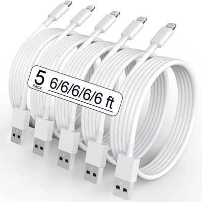 5 Pack(6Ft)Original[Apple Mfi Certified] Iphone Charger,Lightning Cable Fast