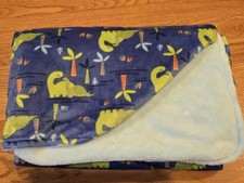 Parent's Choice Dinosaurs Baby Blanket Blue Green Orange Palm Trees Footprints