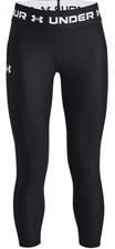 Under Armour Girls HeatGear Armour Ankle Crop Leggings Black/White Youth Medium
