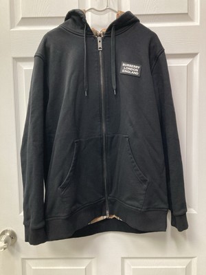 Authentic BURBERRY black / Checked  Zip-Up Hoodie - XL