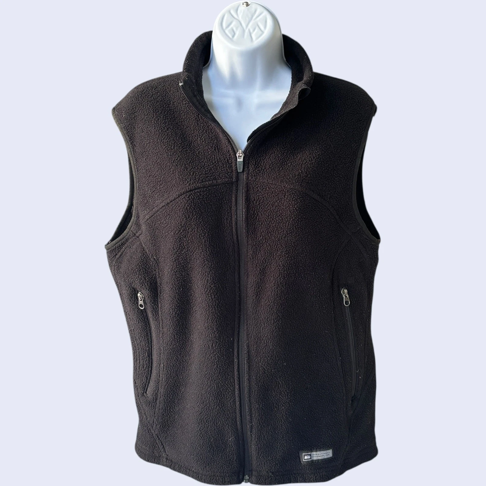 REI Mens M Classic Outdoor Fleece Vest Black Regular Fit