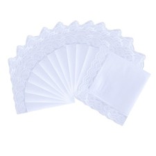 Laides Lace White 100 Cotton Handkerchiefs Hankies for Wedding Gift Dozen Pack