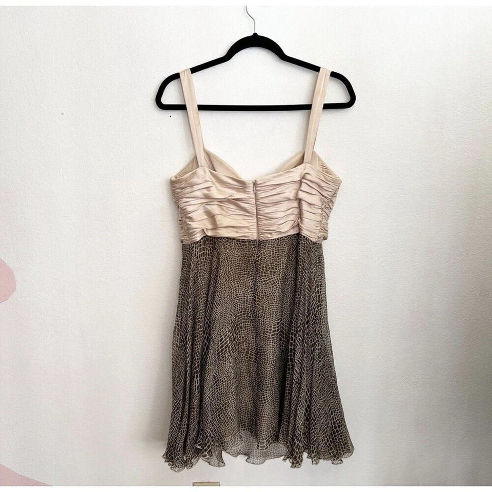 Dina Bar-El шелк животных печати Кокетливое платье 100% шелк коктейль Y2K гламурный размер 10 - Изображение 2 из 4