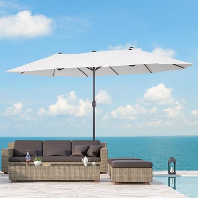 Double-Sided 15ft Patio Umbrella: Steel Pole, 12 Ribs, UV-WP Polyester | eBay Double-Sided 15ft Patio Umbrella: Steel Pole, 12 Ribs, UV-WP Polyester | eBay