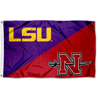 LSU Tigers vs Nicholls State Colonels House Divided 3x5 Flag Banner