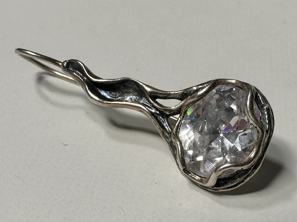 Pendientes colgantes firmados Shablool Didae Israel esmalte azul circonita cúbica plata esterlina Foto 2 de 4