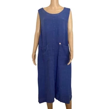 Saks Fifth Avenue real clothes Linen Maxi Dress women’s sz L blue