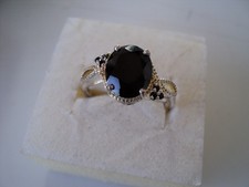 Black Tourmaline 10x8mm sterling silver ring size 10 DAD197