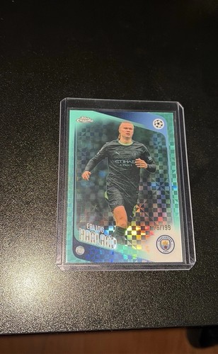 2025-26 Topps Chrome UEFA Club Competitions Erling Haaland Man City #/199 Aqua