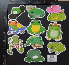 Frogs - Cute - Stickers - 10 PCs - Choose between 5 styles  See Description