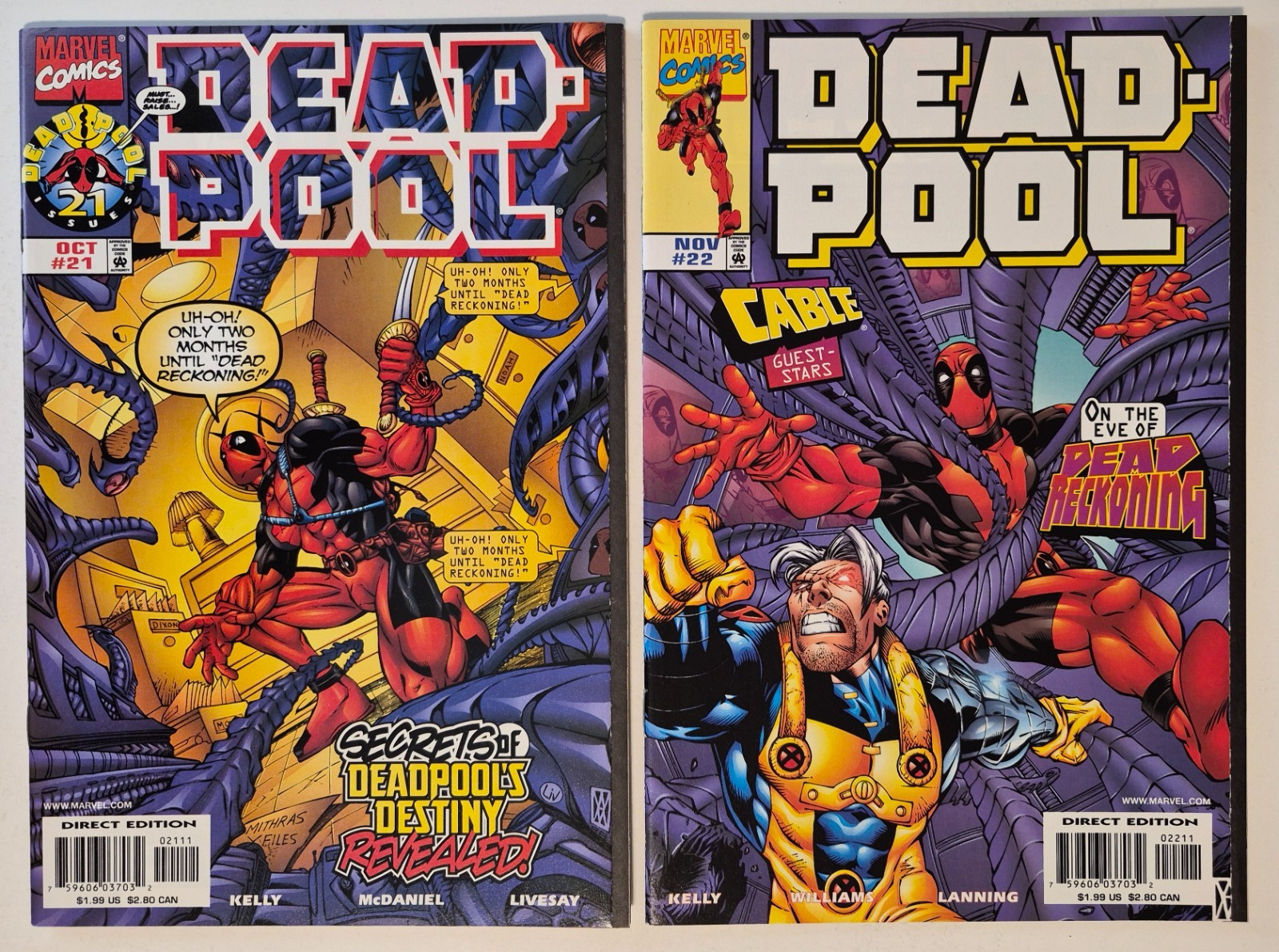 Deadpool #21-22 Set (1998, Marvel) VF/NM "Dead Reckoning" Prelude