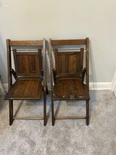 Vintage 50's Children's Sturdy Wooden Slotted Folding Chair  Kids School USA