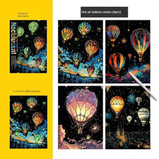 4Pcs/Set DIY Hand Drawn Luminous Painting Glow Scratch Painting Colorful Paintin