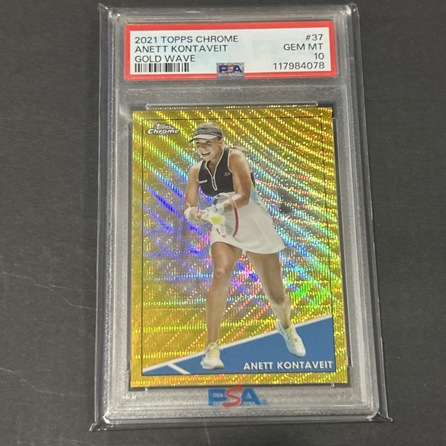 2021 Topps Chrome Tennis Gold Wave Refractor #/50 Anett Kontaveit PSA 10 *POP 1*
