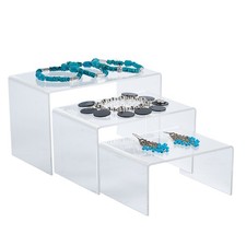 SSWBasics 4 inch Rectangular Nesting Clear Acrylic Display Risers - Acrylic