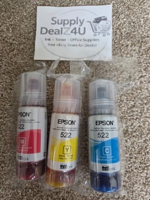 GENUINE Epson T522 Color Ink 3-Pack Cyan Magenta Yellow EcoTank OEM 2027