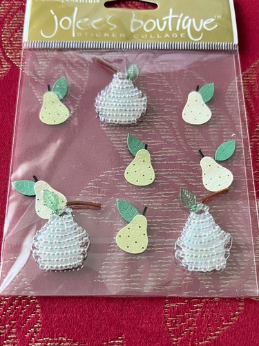 NEW & 1 ONLY - BEAUTIFUL CHRISTMAS BEAD PEARS 3D STICKERS JOLEE'S - SHIPS FREE - Picture 2 of 2