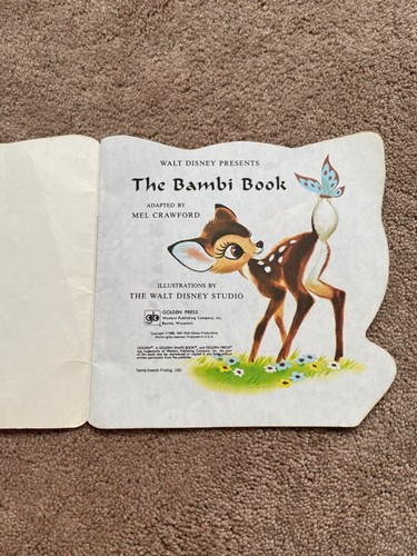 1981 Walt Disney "The Bambi Book" Adapted by Mel Crawford Golden Shape Book - Picture 7 of 12