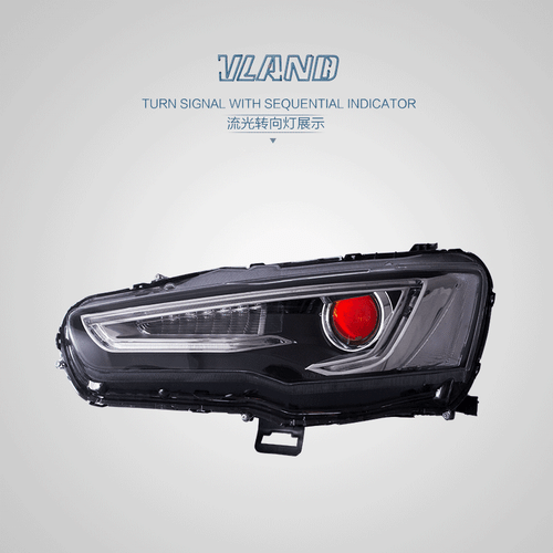 Faro VLAND 2* para 2008-2017 Mitsubishi Lancer Evo X DRL doble haz ojo demonio - Imagen 4 de 9