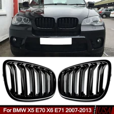 Front Bumper Kidney Grilles Grill For BMW X5 E70 X6 E71 2007-2013 Gloss Black