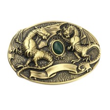 2 Dragons with Wings Western Cowboy Solid Brass Copper Mens Belt Buckle Vintage