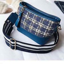 Borsa donna baule manici tracolla bianco blu elegante pelle sintetica 2414