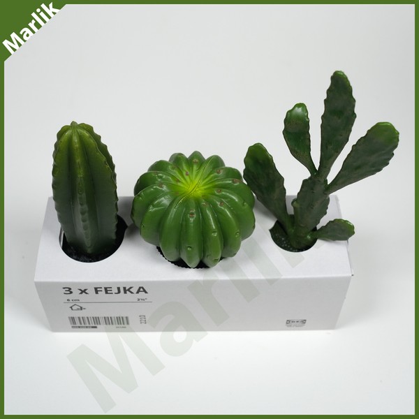 IKEA FEJKA Planta de Cactus Artificial en Maceta 21/4", Juego de 3 Interior/Exterior, NUEVO
