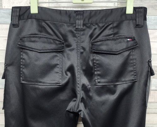 Vintage Tommy Jeans Size 9 Black Satin Cargo Pants Tommy Hilfiger Y2K Cinch Hem - Picture 8 of 11