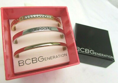 BCBGeneration BCBG Jewelry ''Blessed'' Gold Tone 3 Fashion Bracelet Set 62888