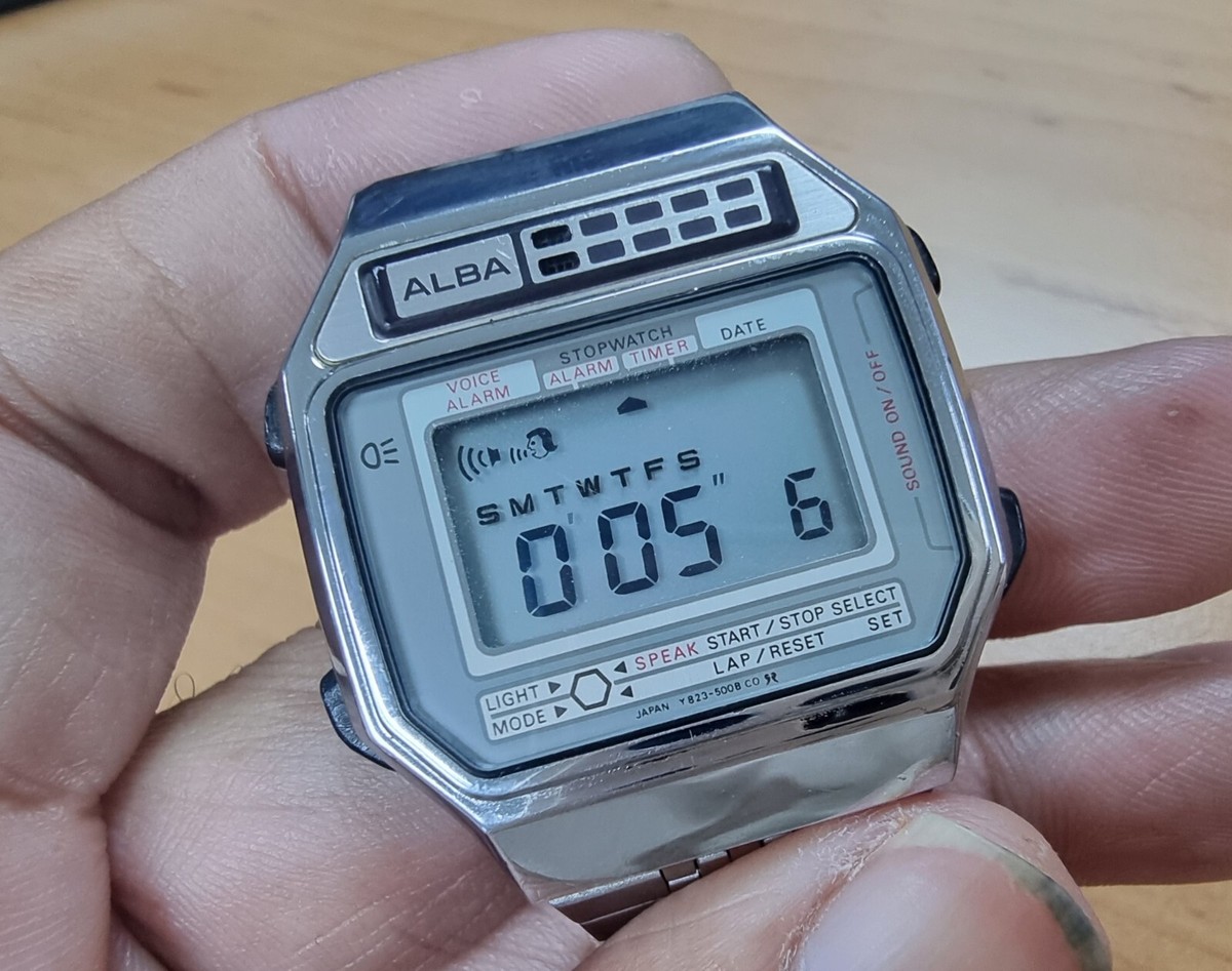 Vintage Seiko Alba Digital Watch - Speaking Watch - Y823-5000