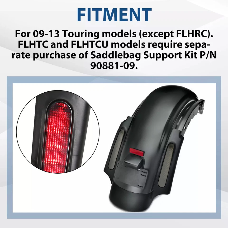 Extensión guardabarros trasero fascia luz LED para Harley Touring CVO Street Glide 09-13 Foto 4 de 4