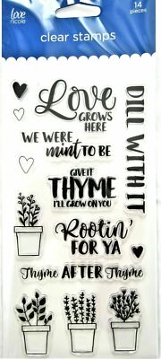 Love Grows Here Herbs Card Sentiments Clear Acrylic Stamp Set by Love Nicole NEW