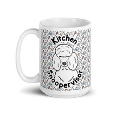 White Standard Poodle Dog Kitchen Snoopervisor Mug 15 oz Cup Gift