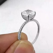 2.00Ct Round Cut Simulated Diamond Engagement Wedding Ring 14K White Gold Finish