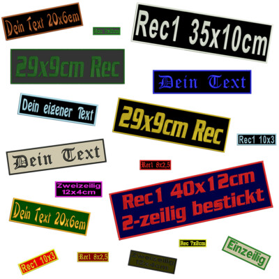 Rechteckiger Wunschtext Aufnäher mit deinem eigenem Text bestickt gestickt Patch