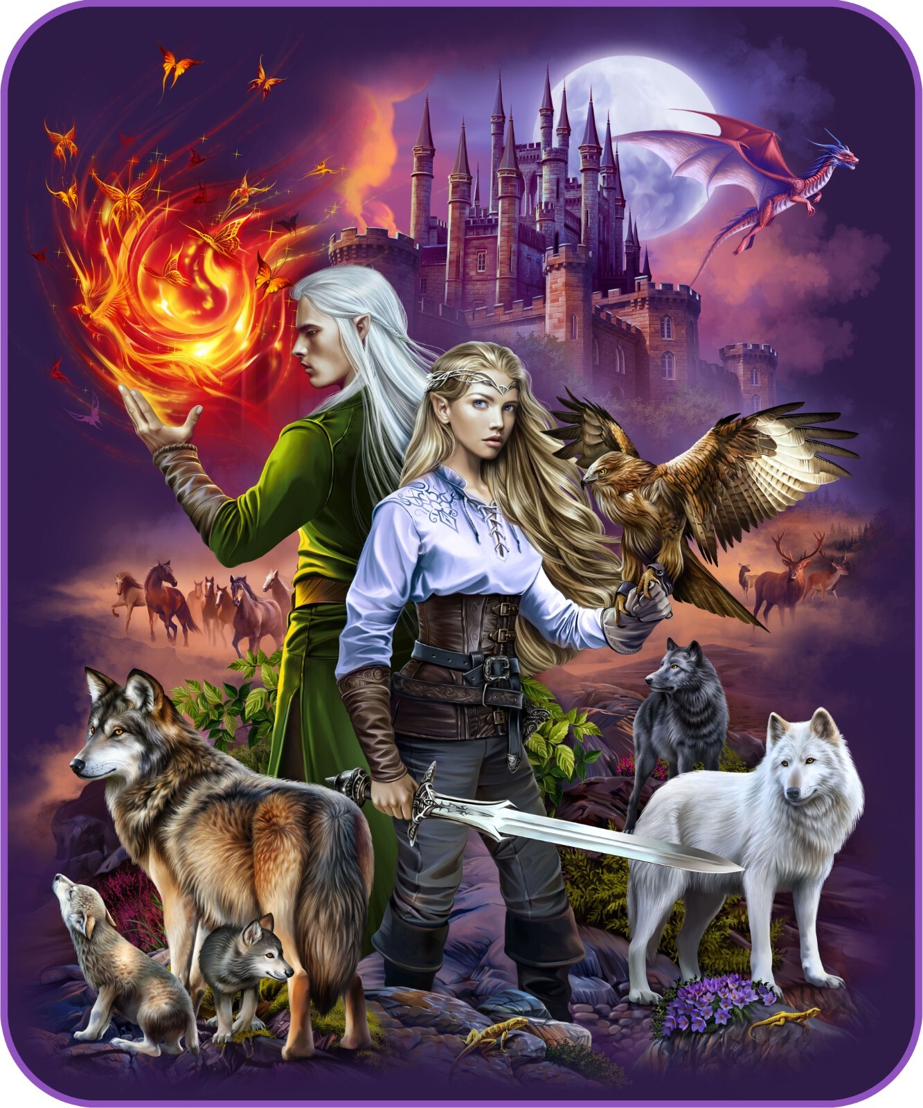 Regal Comfort- Elven Domain - Faux Fur Printed Throw Blanket 50"x60"
