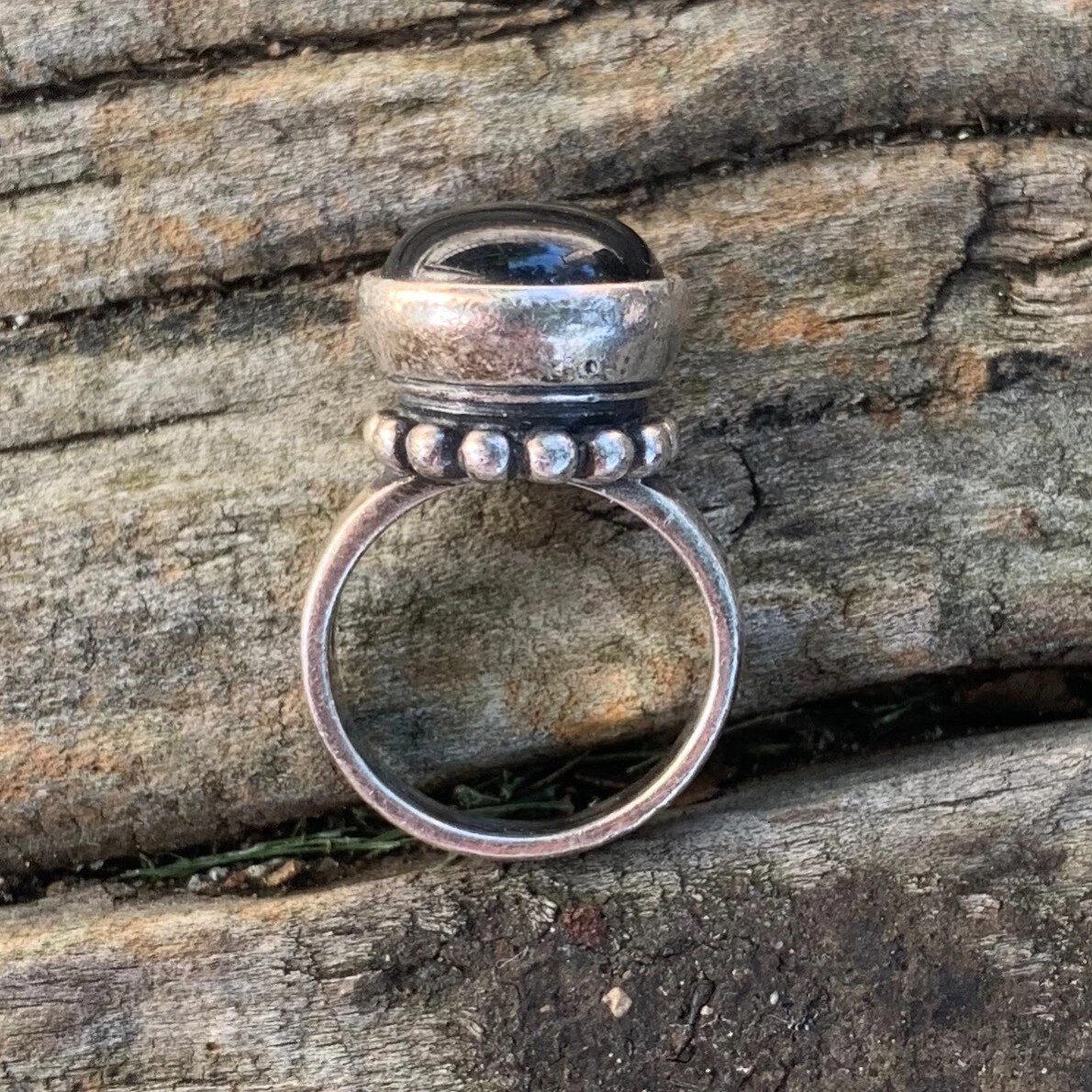 James Avery Black Onyx Ring Beaded Retired Rare Size 6 Sterling