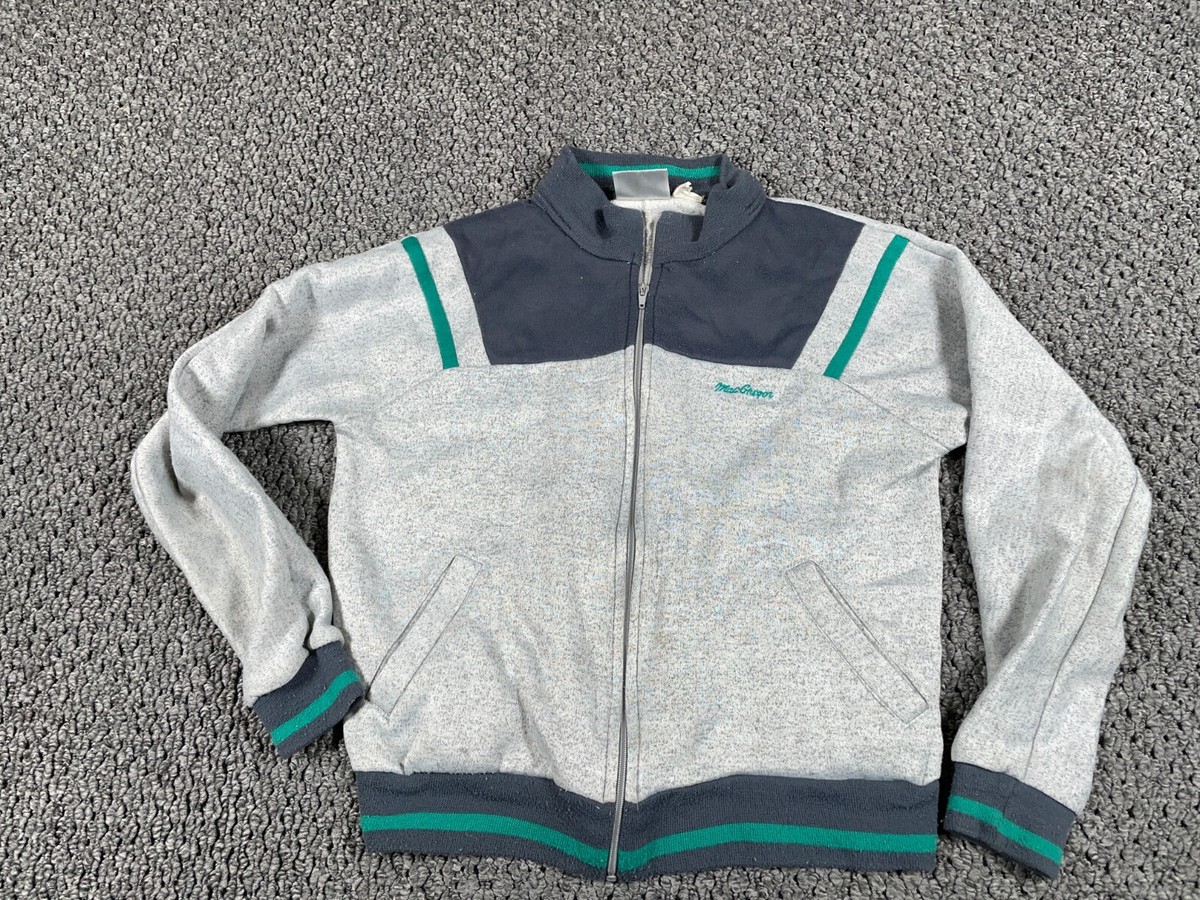 VTG 80s MacGregor Zip Sweatshirt Adult Medium Gray Green Retro