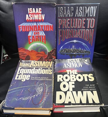 Lot of 4 Foundation and Robot Novels by Isaac Asimov (Hardcovers)
