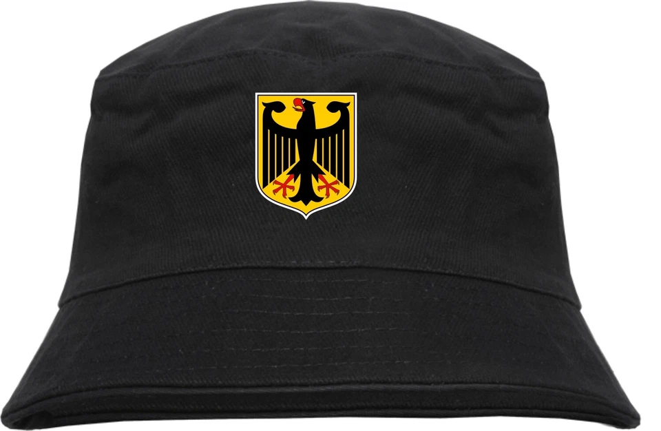 HB-DRUCK Deutschland Wappen Fischerhut - bedruckt - Bucket Hat Anglerhut Hut