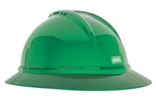 MSA Advance Full Brim Vented Hard hat with 4 pt Ratchet Suspension - Green